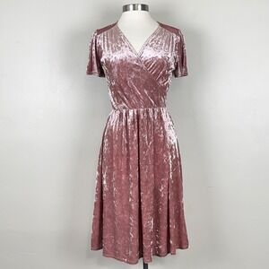 Dress Women S Dusty Pink Velvet Romantic‎ Goth Glam V-Neck